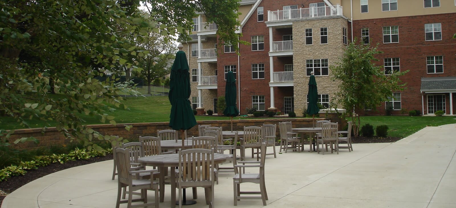 First Community Village, a CCRC patio